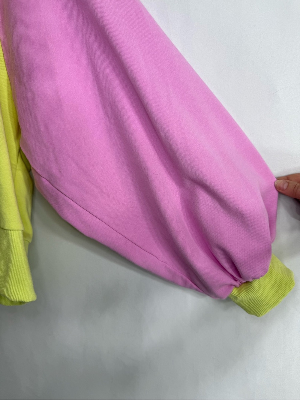 Peach Love California Neon Colorblock Snap Collar Sweatshirt Size M - Picture 3 of 7